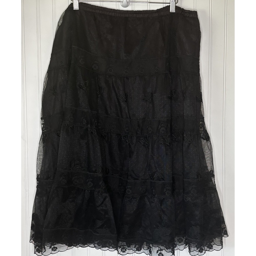 Witchy Whimsigoth Black Lace Midi Skirt 2-3X* Dark Romance Gothic Fairy Grunge - Picture 2 of 11